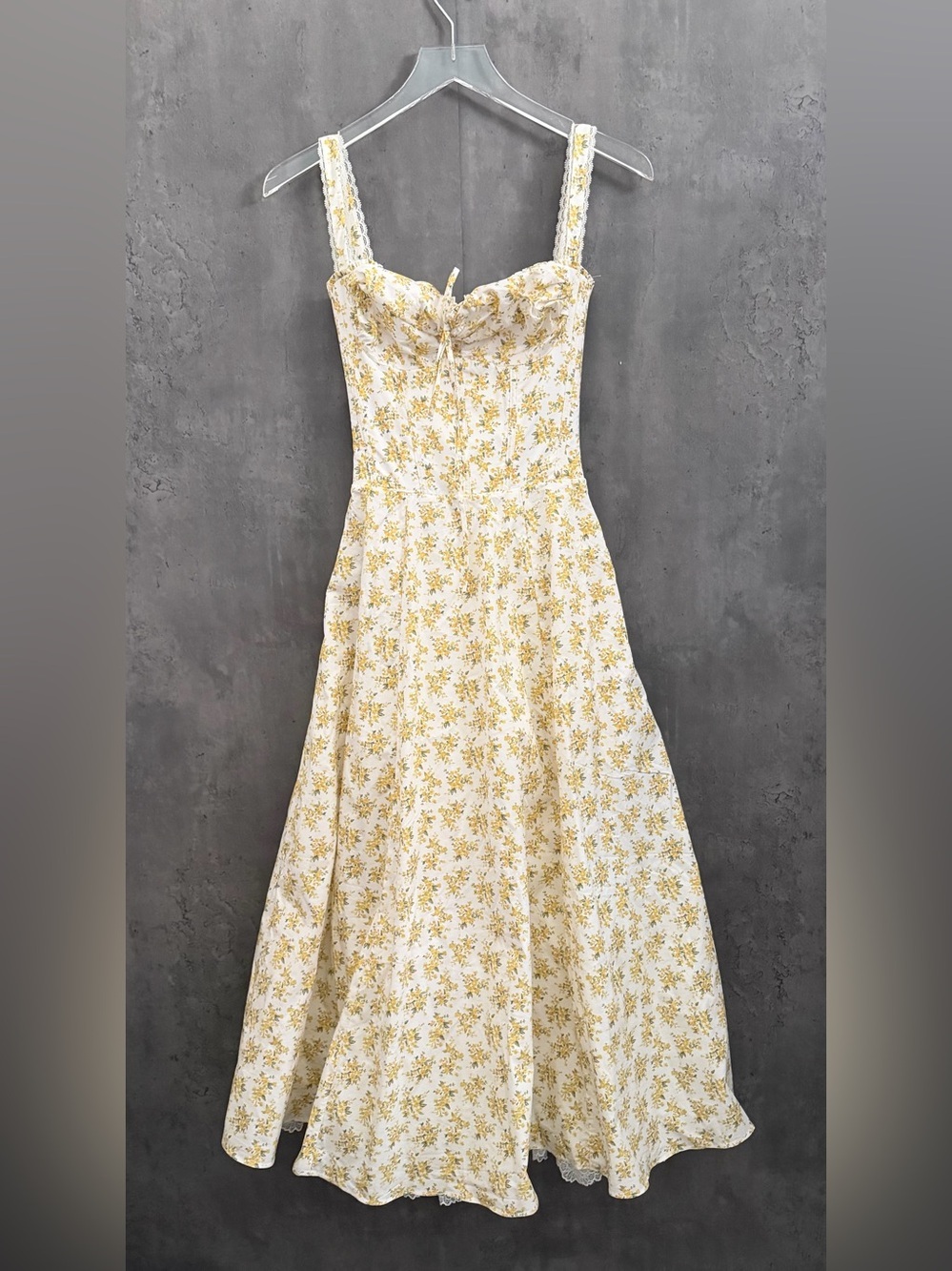 House of CB White Vintage Cotton Floral Print Bustier Sundress B3405 - Picture 7 of 9
